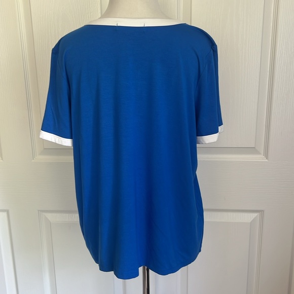 NWT Cannes France Blue and White Ringer Tee Shirt Forever Twenty One Plus Sz 2X - Picture 6 of 14
